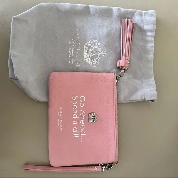 My Flat in London - Letters to the Queen Pink Leather Wristlet - Picture 6 of 9